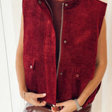 Burgundy velvet gilet