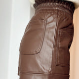 Brown leather short