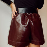 Lacquer burgundy short with belt