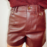 Burgundy leather short