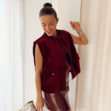 Burgundy velvet gilet