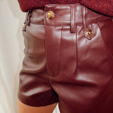 Burgundy leather short