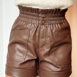Brown leather short