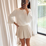 Crème plissé skort