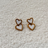 White hearts earrings