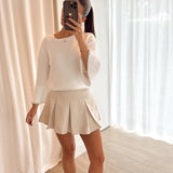 Crème plissé skort