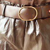 Lacquer short with belt