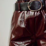 Lacquer burgundy short with belt