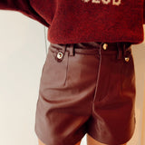 Burgundy leather short