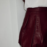 Burgundy leather balloon skirt