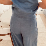 Navy linen pantalon PA7188