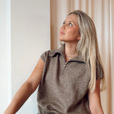 Taupe debardeur with zipper