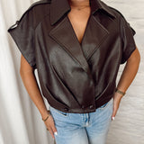 SLEEVELESS LEATHER JACKET MARRON 61129JV