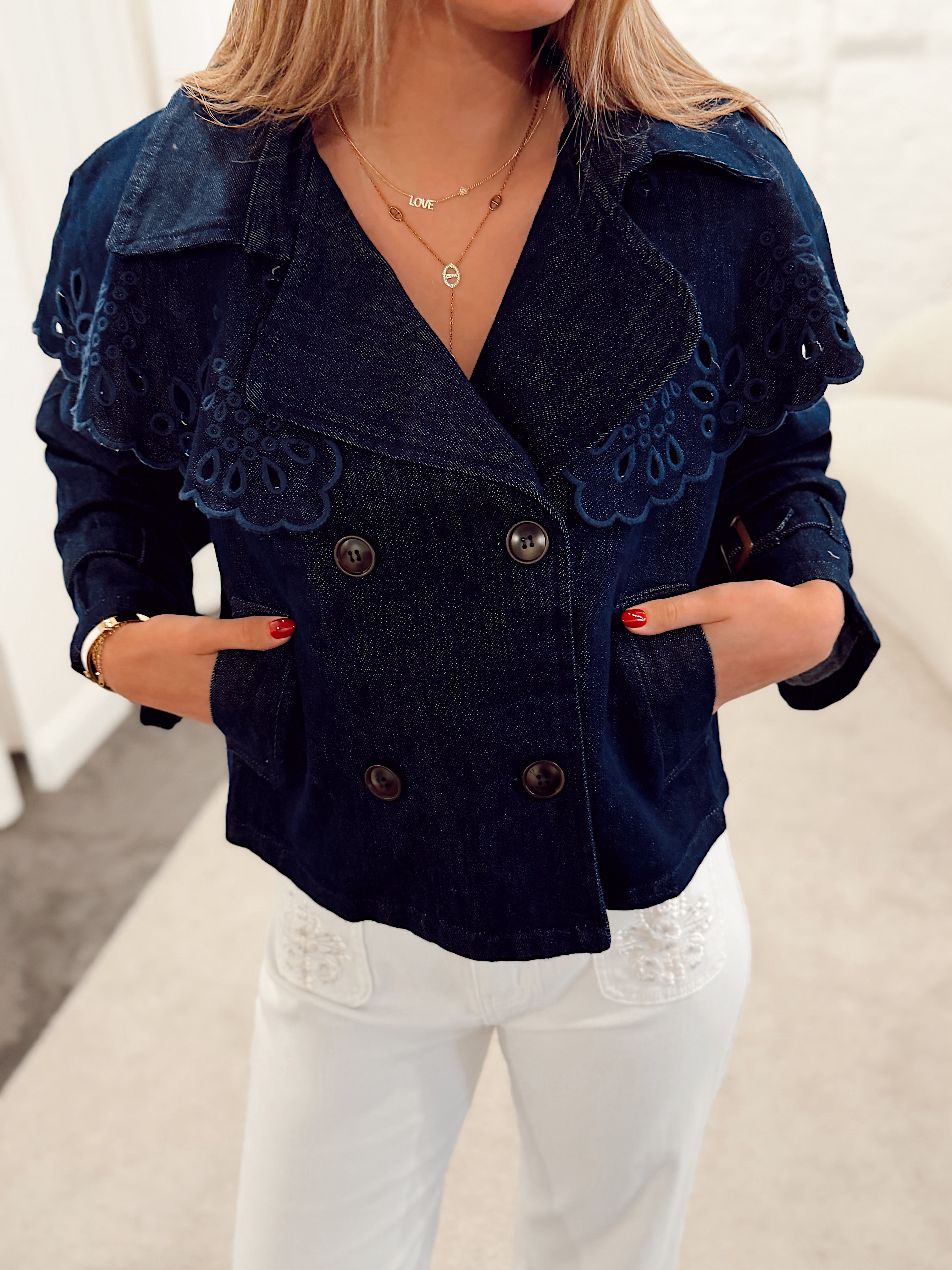 Denim broderie jacket H2002