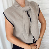 Gilet with scarf B2020 TAUPE