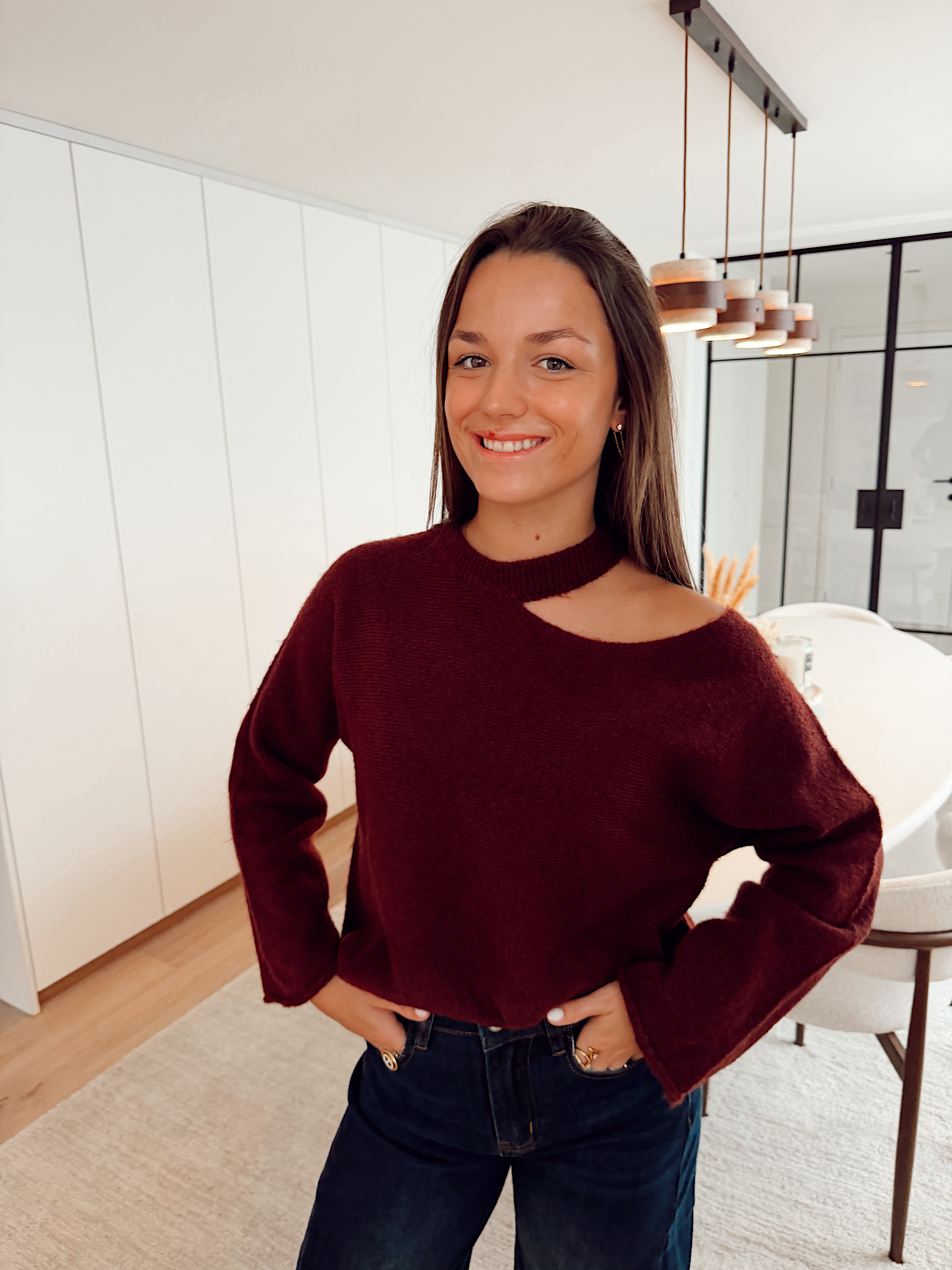 Maracaibo open shoulder knit aubergine b606