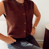 Classy pocket Cardigan Brown - Evita B609
