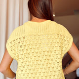 Crochet Gilet Sunny Button Yellow