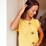 Crochet Gilet Sunny Button Yellow