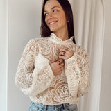 Lace blouse beige
