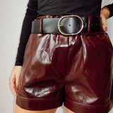 Lacquer burgundy short with belt