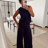 Navy linen pantalon PA7188
