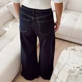 Navy wide flare jeans H8003