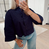 Navy blouse with wide sleeves c33797