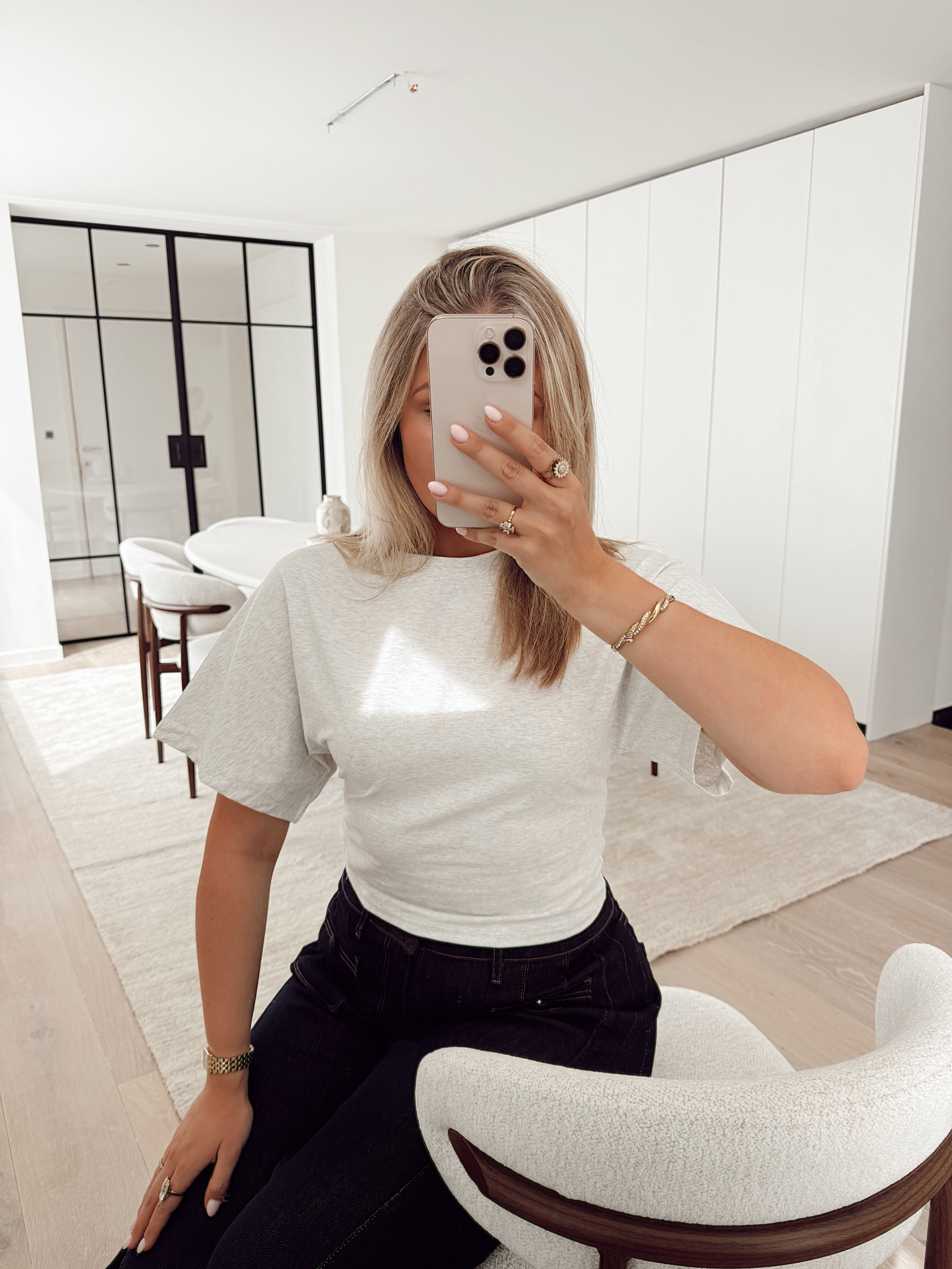 Soft grey centered tee TL2192