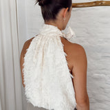 Classy haltertops with bow L137 FUR ECRU
