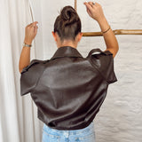 SLEEVELESS LEATHER JACKET MARRON 61129JV
