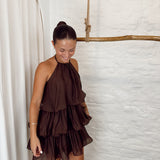 Flowy dress L113 BROWN
