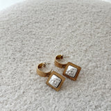 Mini hoop cube earrings