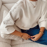 Creme soft knit with rhinestones 042386-995