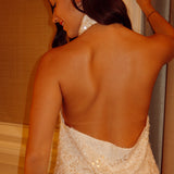 Soft sequin fur top Ecru