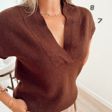 V-neck knit brown - Macra B610