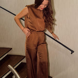 Brown satin ensemble