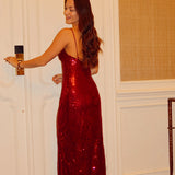 Long sequin dress with split