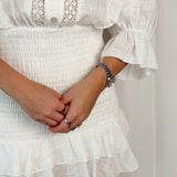 Linen ruffled dress white