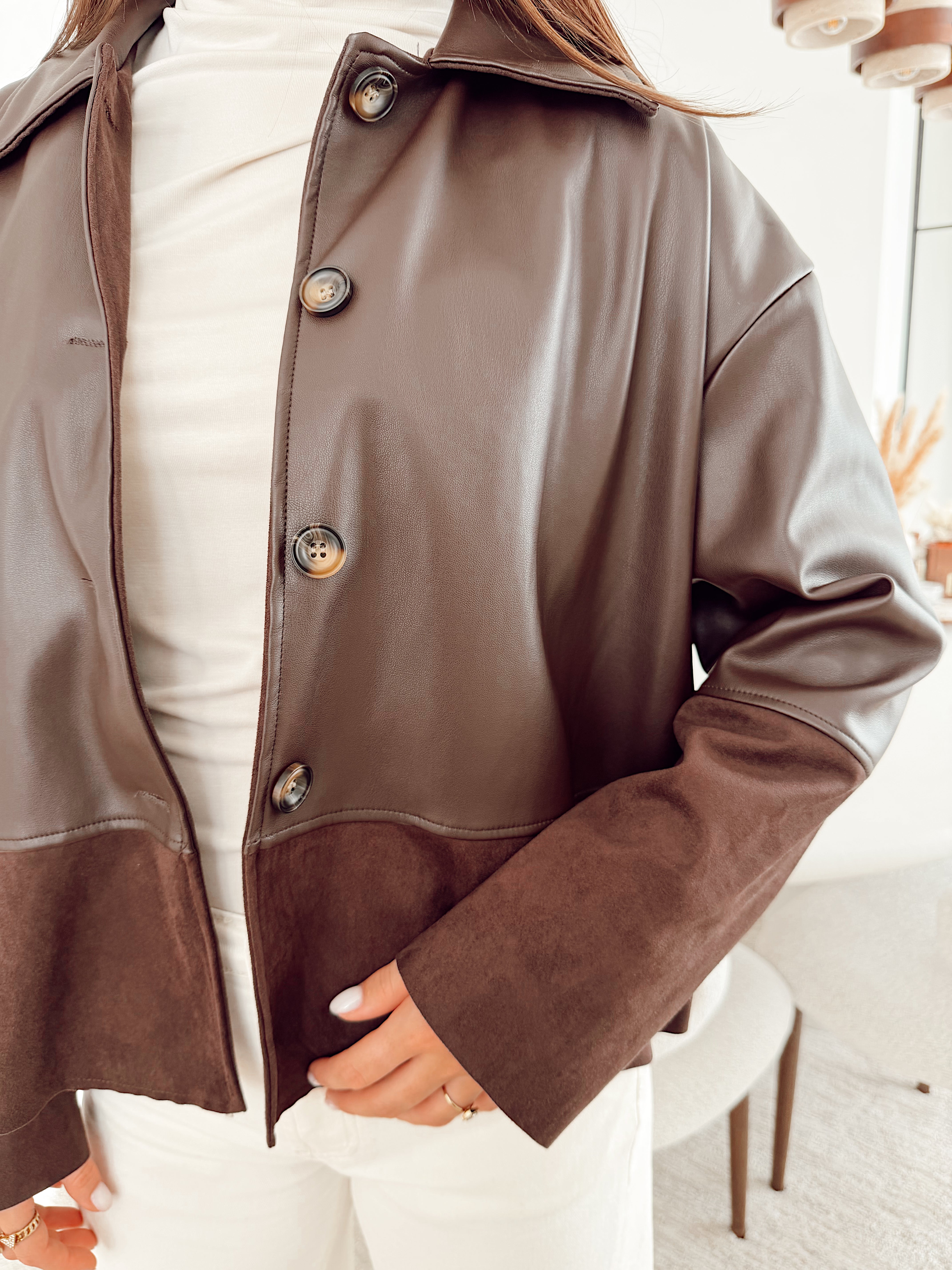 Leather suede jacket Brown - Kelli B612