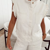 Denim ruffled gilet Ecru GI8121