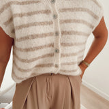 Striped Knit Debardeur Creme - Brigida B609