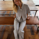 Classic striped short blazer GREY 5743