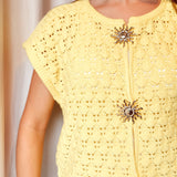 Crochet Gilet Sunny Button Yellow