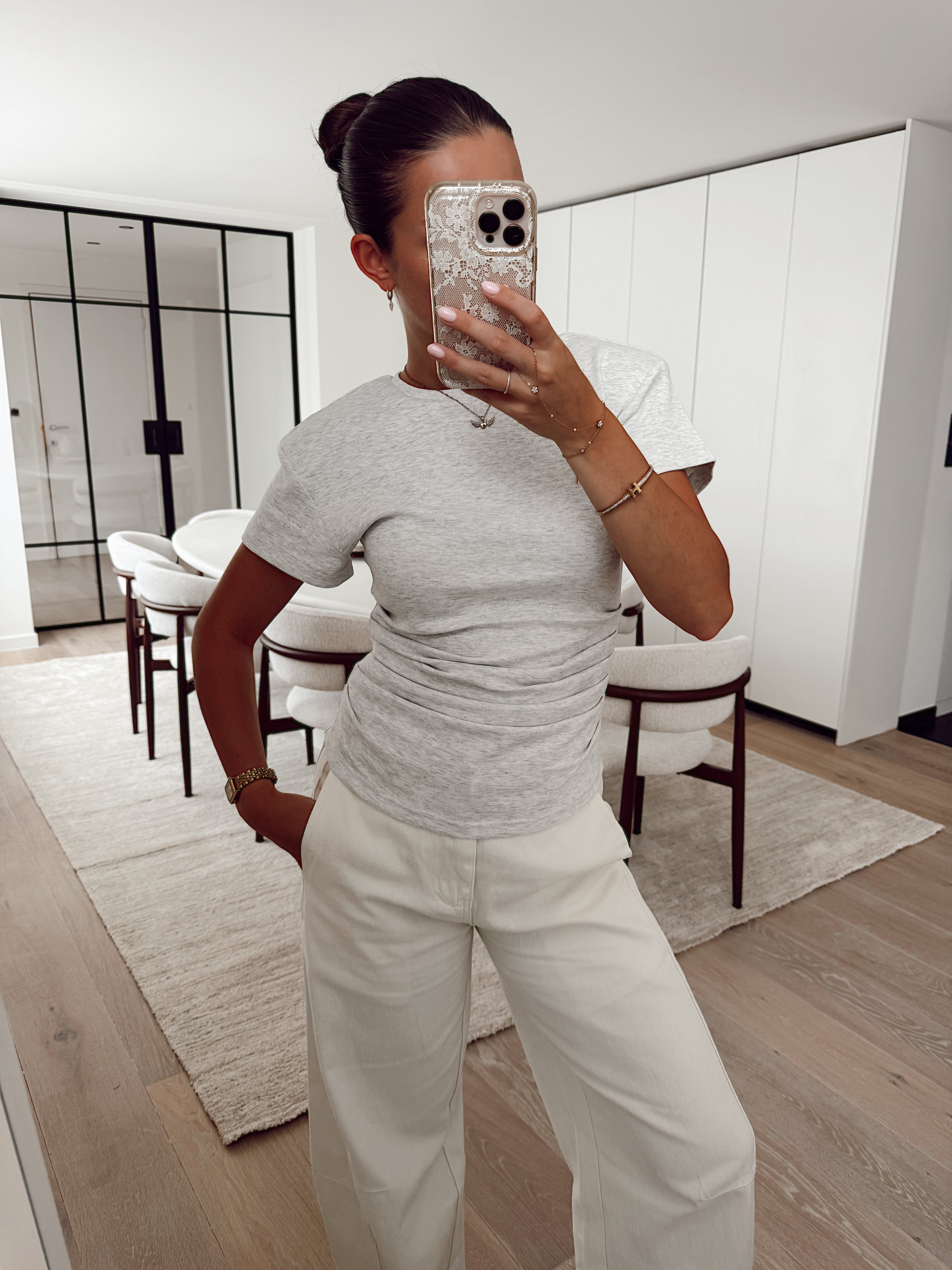 ruffled tee with shoulderpads TSL2189