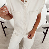 Denim ruffled gilet Ecru GI8121