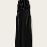 Silky maxi dress with open back Noella