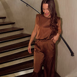 Brown satin ensemble