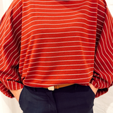Wide sleeve stripe tee Bordeaux