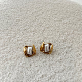 Pearl cube earrings